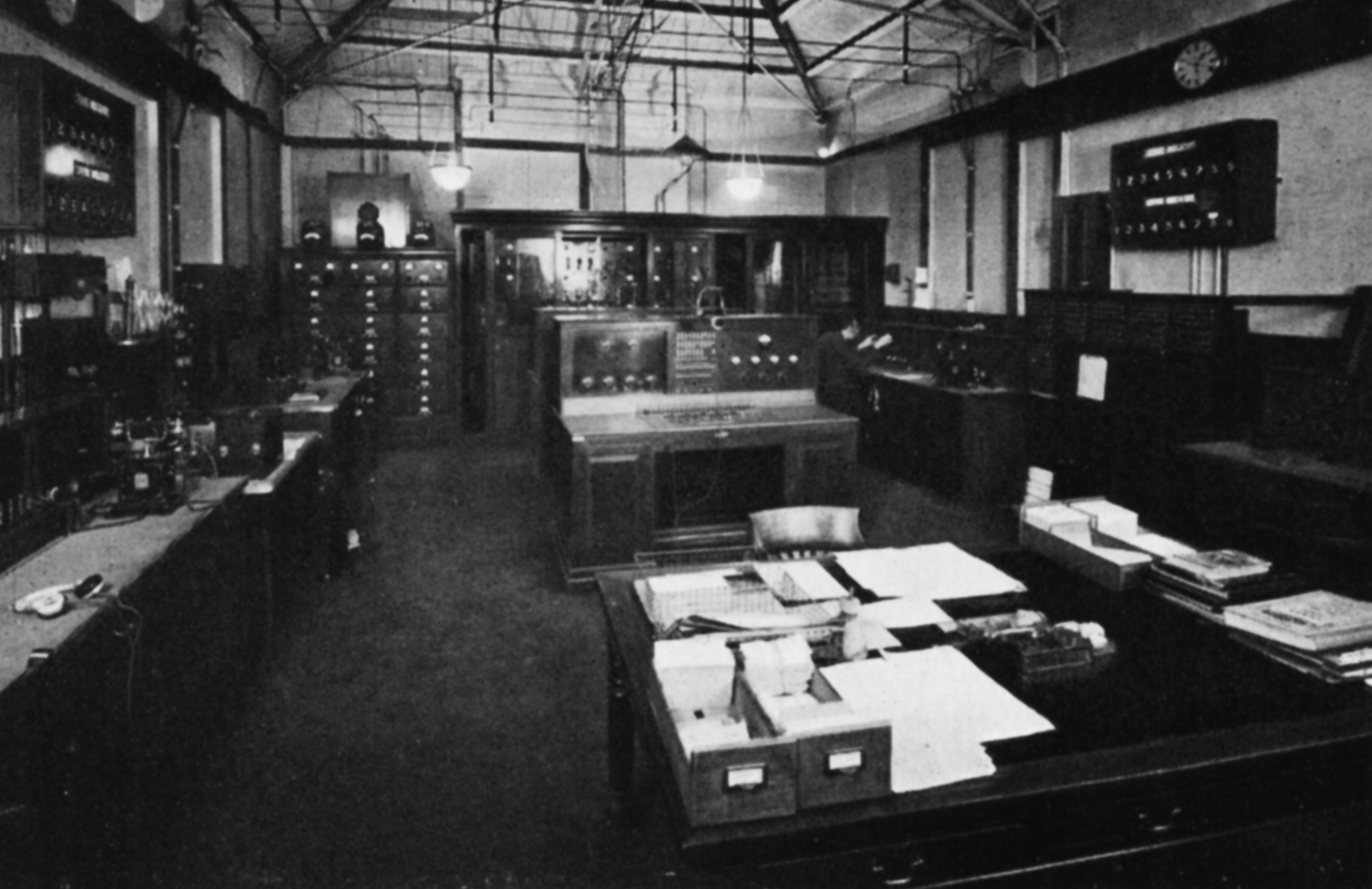 A cavernous control room